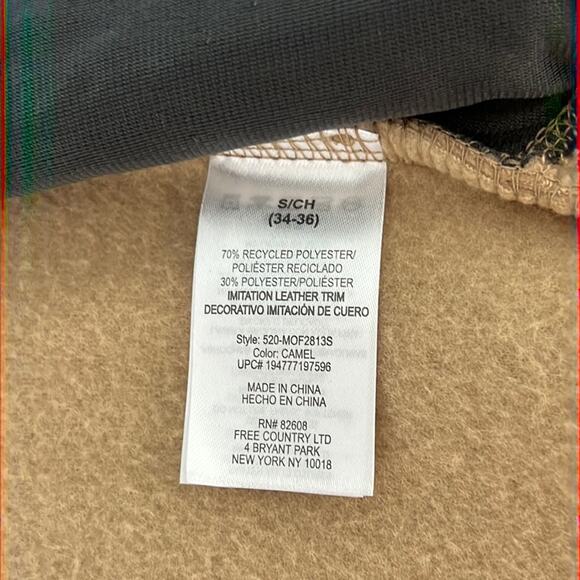 Free Country Free Cycle Camel Highland Sherpa Fleece Jacket Mens Size Small - Picture 9 of 10